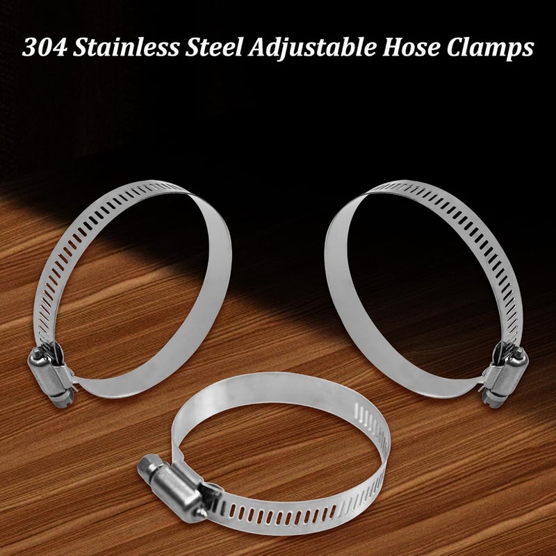 AUXBC 12PCS 2 Inch Adjustable 304 Stainless Steel Hose Clamps, Worm Gear Duct Clamp for Air Ducting, Automotive Plumbing and Mechanical Applications, Fits 1.6"-2.5" (40-63mm) Diameter Hoses - Image 3